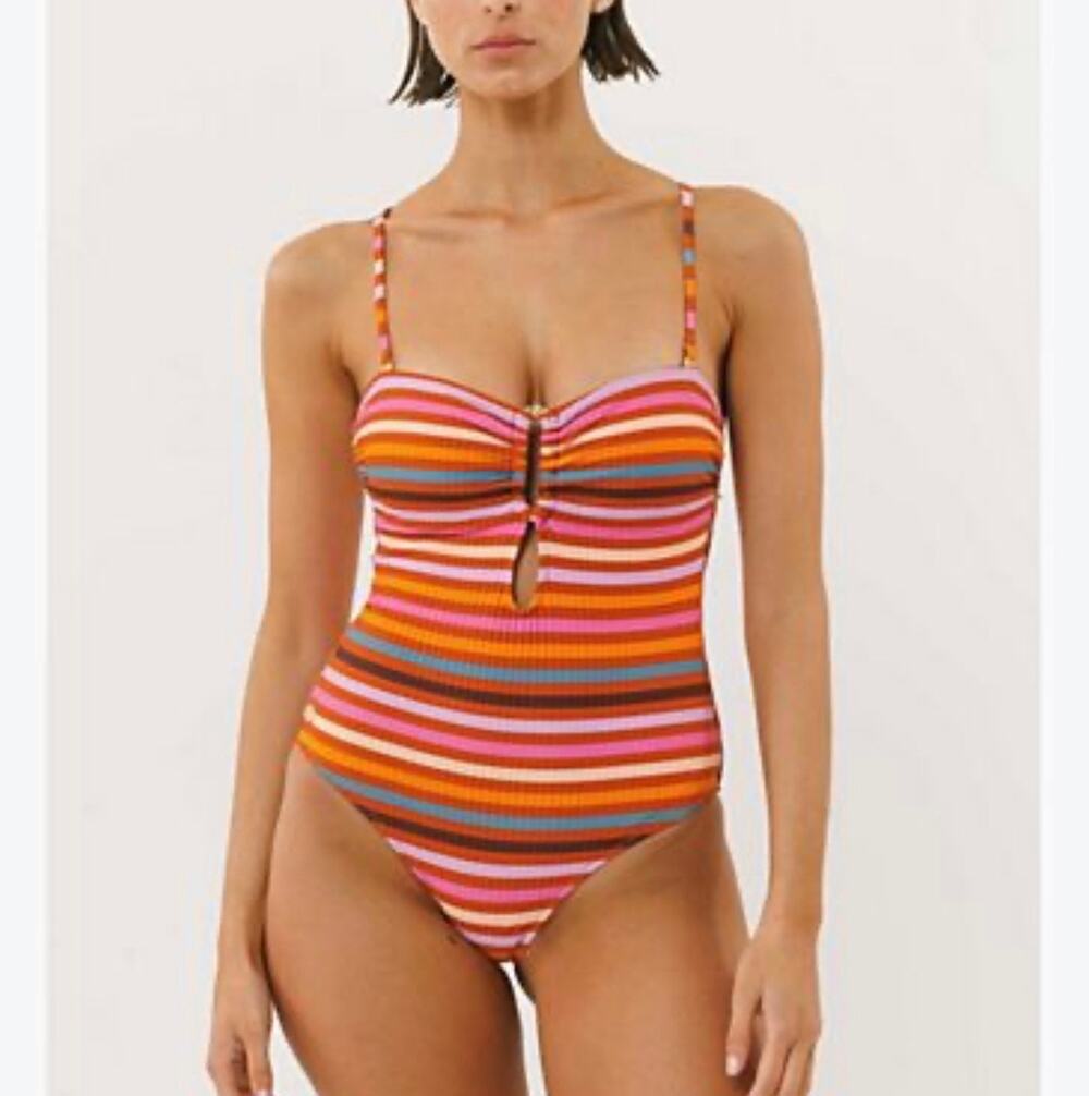 Biliblond Large Renée Colorful Stripes Swimwear Pink One Piece Beach Swimsuit